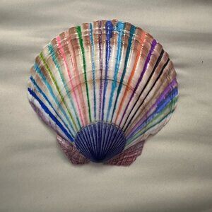 5” Hand-Painted Scallop Shell - Coastal Decor